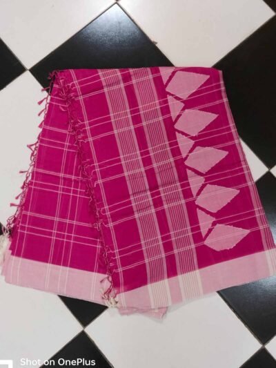 Pink check saree