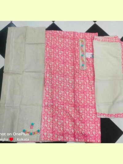 pink three piece kurti